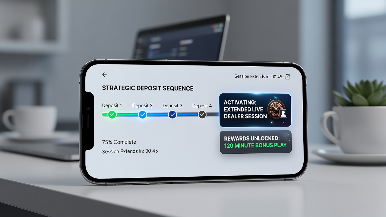 Live-Dealer-Tisch mit erweiterten Sitzungsprivilegien auf Smartphone-Display